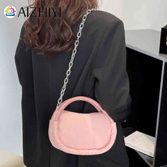 Women Handbags Solid Oxford Cloth Underarm Bags Chain Female Small Tote