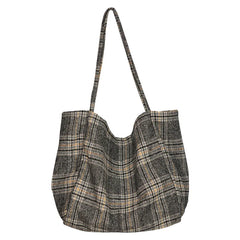 Women's Vintage Plaid Tote Bag - Large Capacity Handbag