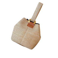 Women Woven Bucket Bag Shoulder Handbag Chain Strap Satchel Phone Pouch