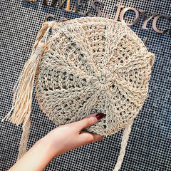 Women Woven Handbag Bags Totes Beach Straw Rattan Round Basket Bag