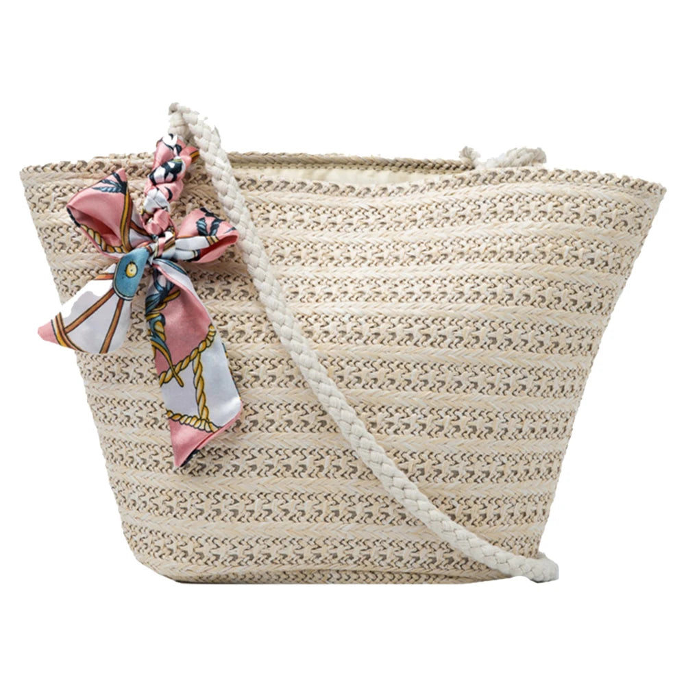 Women Woven Ribbon Shoulder Bag Ladies Beach Vacation Crossbody Bags