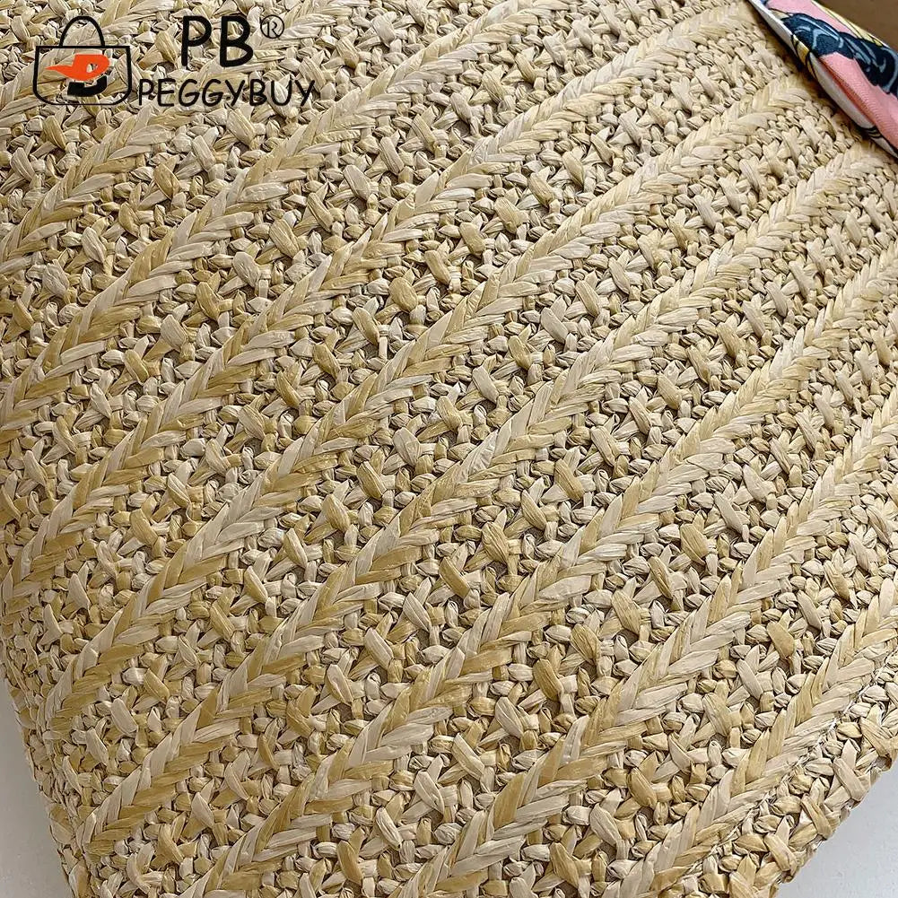 Women Woven Ribbon Shoulder Bag Ladies Beach Vacation Crossbody Bags