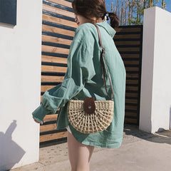 Women Straw Crossbody Bag Rattan Clutch Handbag