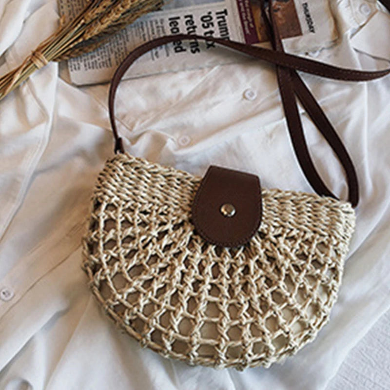Women Straw Crossbody Bag Rattan Clutch Handbag