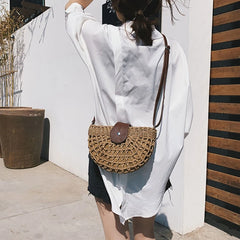 Women Straw Crossbody Bag Rattan Clutch Handbag