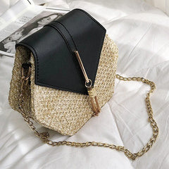 Bohemia Shoulder Bag Zip Crossbody Bag Diamond Straw Handbag
