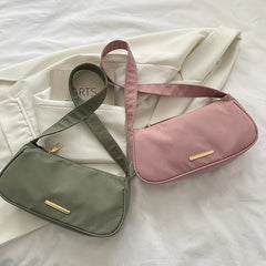 Women Zipper Shoulder Bag Oxford Cloth Underarm Bag Handbags