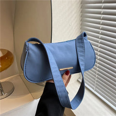 Women Zipper Shoulder Bag Oxford Cloth Underarm Bag Handbags