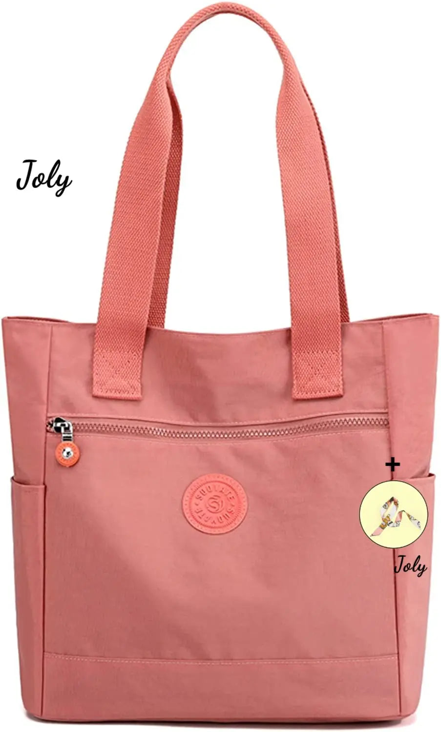 Women Zipper Top-handle Bag Large Shoulder Handbag, Nylon Travel Bag
