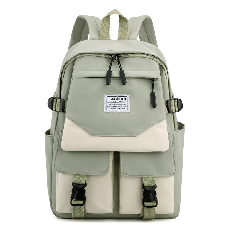 Women Backpack Teenage Girls Schoolbag Double Front Pocket Mochilas Waterproof N