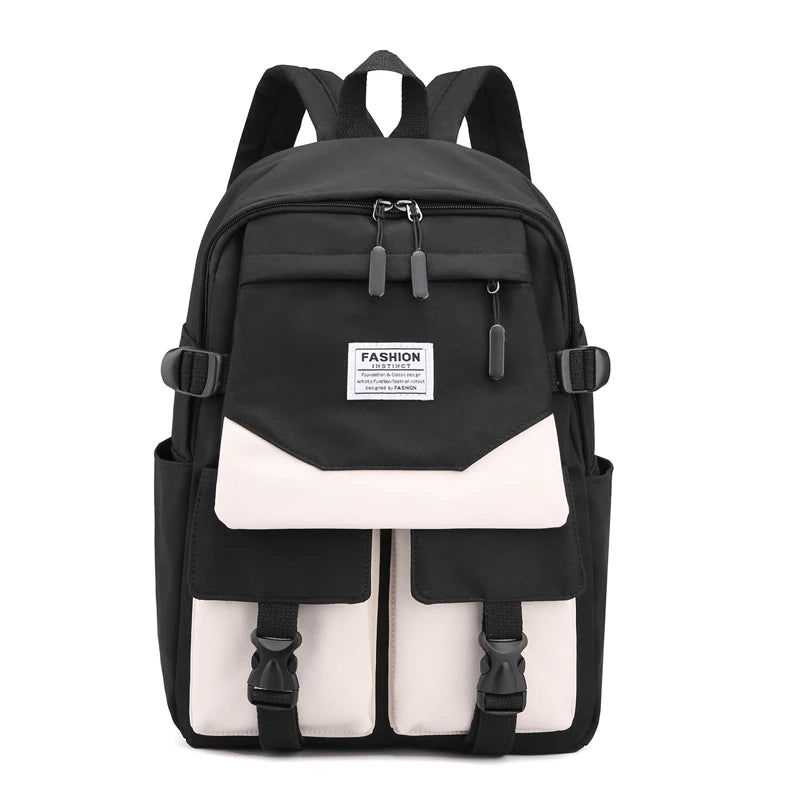 Women Backpack Teenage Girls Schoolbag Double Front Pocket Mochilas Waterproof N