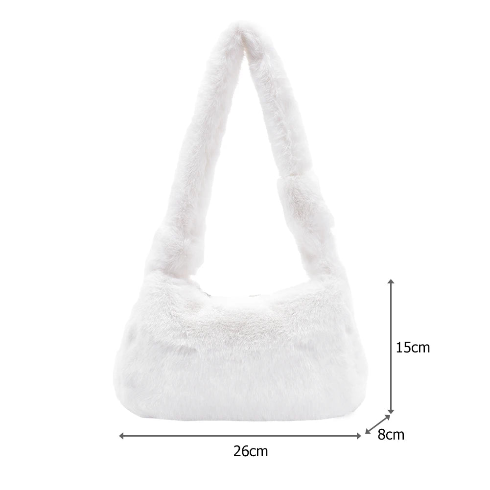 Faux Rabbit Mink Fur Shoulder Bag Plush Soft Totes Handbag