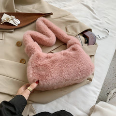 Faux Rabbit Mink Fur Shoulder Bag Plush Soft Totes Handbag