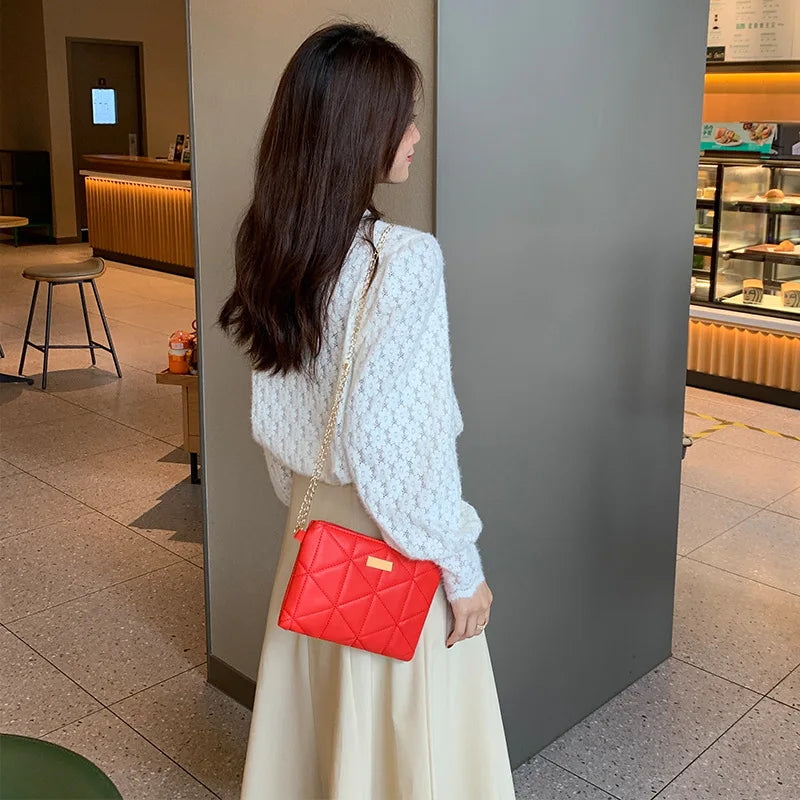 Vintage Lingge Chains Small Square Bags for Women