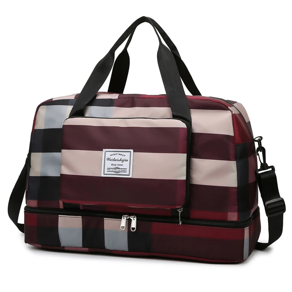 Women's Sports Leisure Travel Bag Fitness Bag Portable Shoulder Luggage