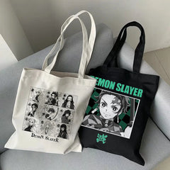 Demon Slayer Anime Shoulder Bag Canvas Shopper Large Women's Bag