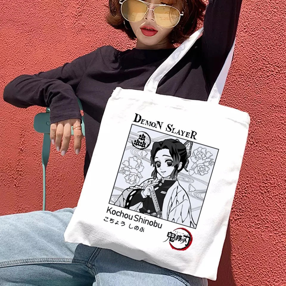Demon Slayer Anime Shoulder Bag Canvas Shopper Large Women's Bag