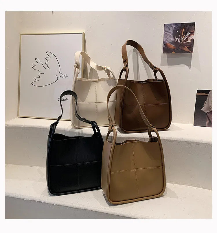 Women Bucket Shoulder Bag PU Leather Handbag and Purse Female Messenger Bags