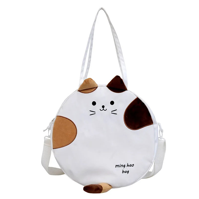 Women Canvas Casual Crossbody Shoulder Bag Large Capacity Soft Cat Handbag