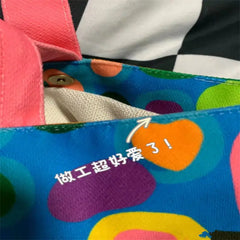 Women Canvas Bucket Shoulder Bag Magnetic Tote Animal Cartoon Pattern