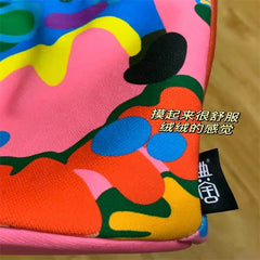 Women Canvas Bucket Shoulder Bag Magnetic Tote Animal Cartoon Pattern