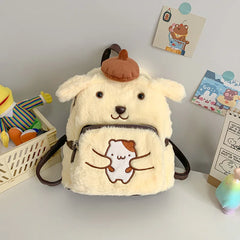 Women plush backpack Girl student cartoon small school bag shoulder bag