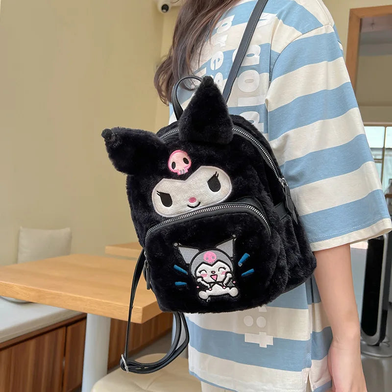Women plush backpack Girl student cartoon small school bag shoulder bag