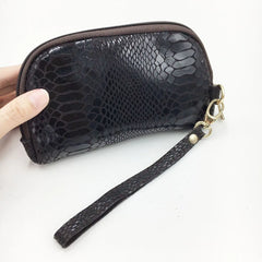 Women's Leather Clutch Wallet Purse, Snakeskin Handbag