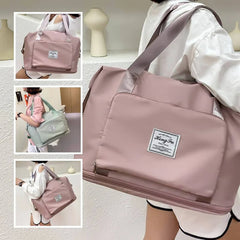 Foldable Large Capacity Women Gym Bag Shoulder Bag Training Travel Handbag