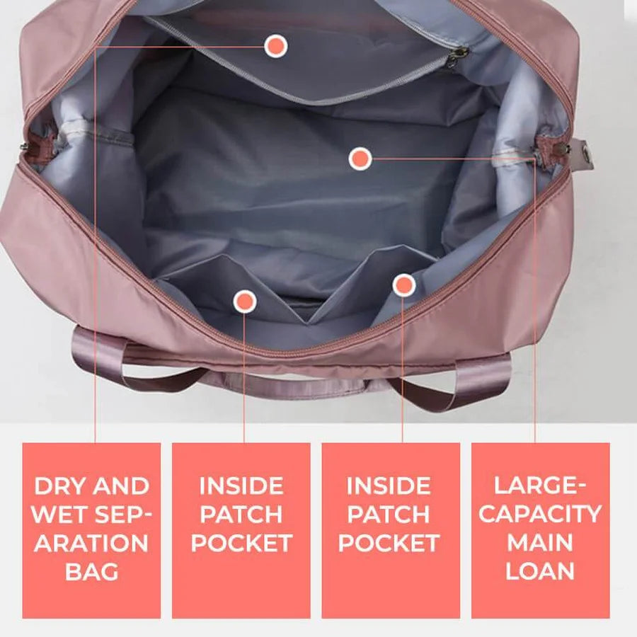 Foldable Large Capacity Women Gym Bag Shoulder Bag Training Travel Handbag