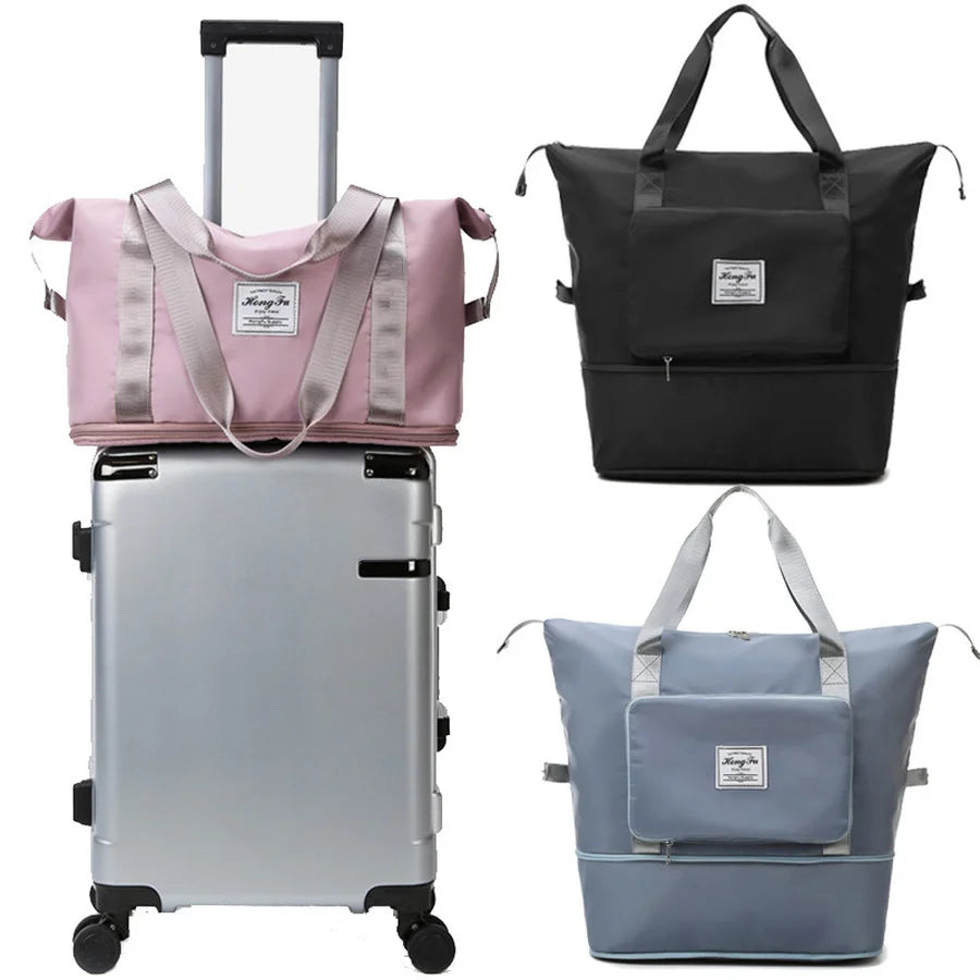 Foldable Large Capacity Women Gym Bag Shoulder Bag Training Travel Handbag