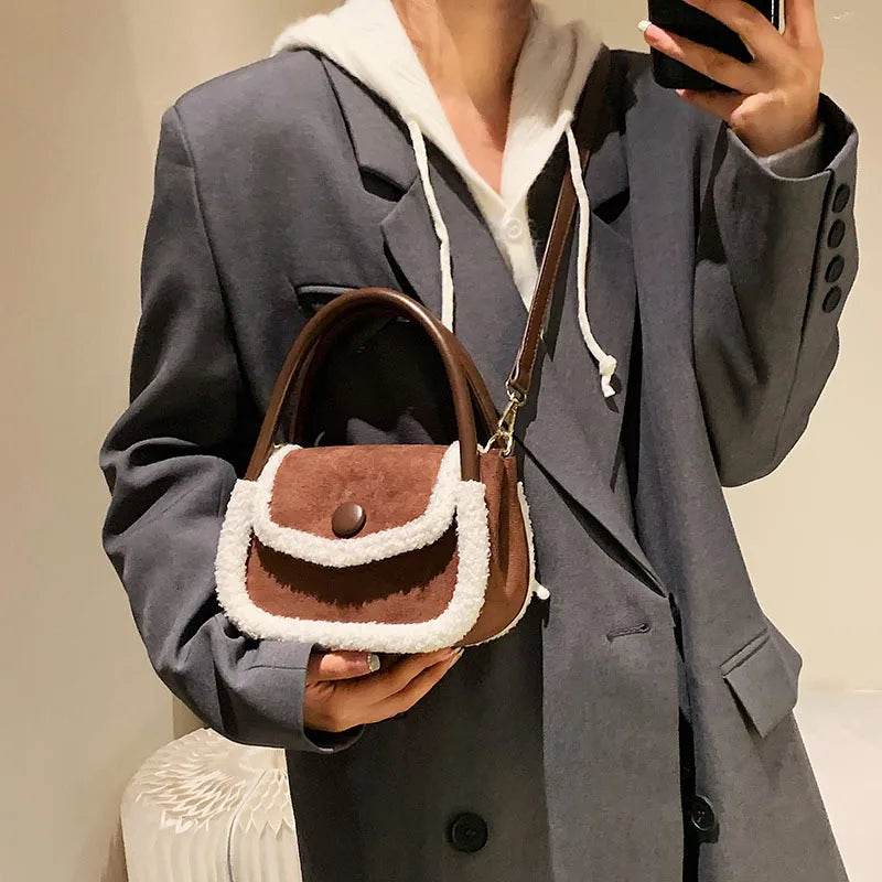 Furry Women's Messenger Bag Autumn/Winter Niche Ins Portable Square Bag
