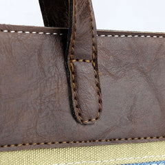 Patchwork Shoulder Bag Vintage Canvas+PU Leather Tote