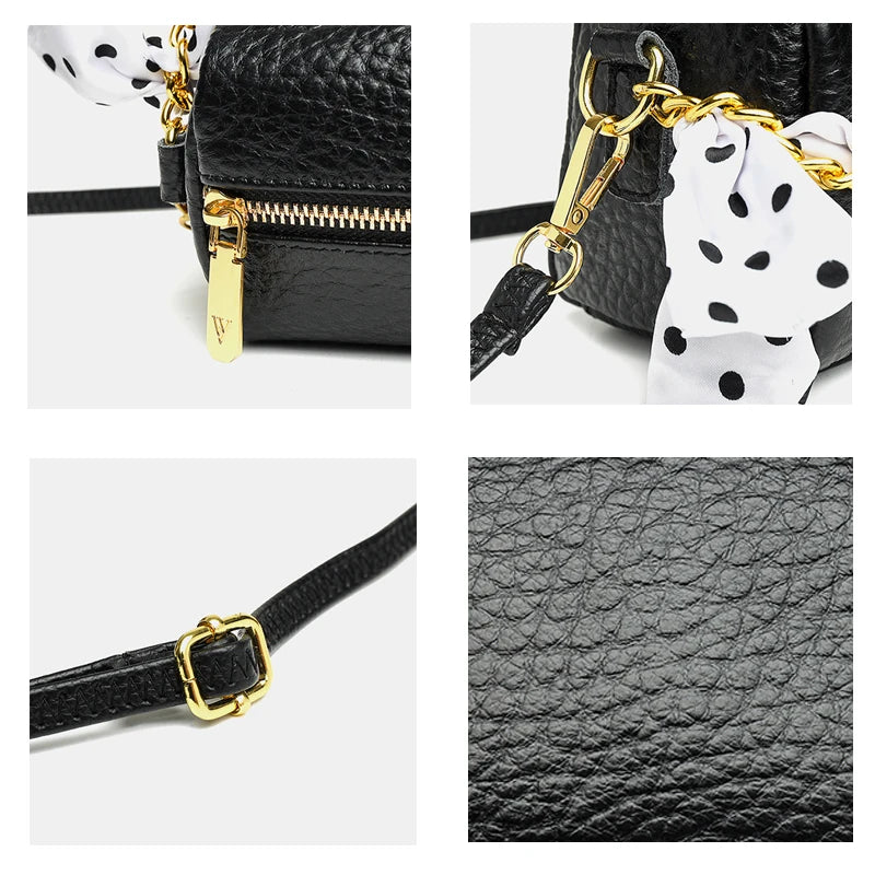 Elephant Pattern Leather Shoulder Bag Messenger Chain Small Square Bag