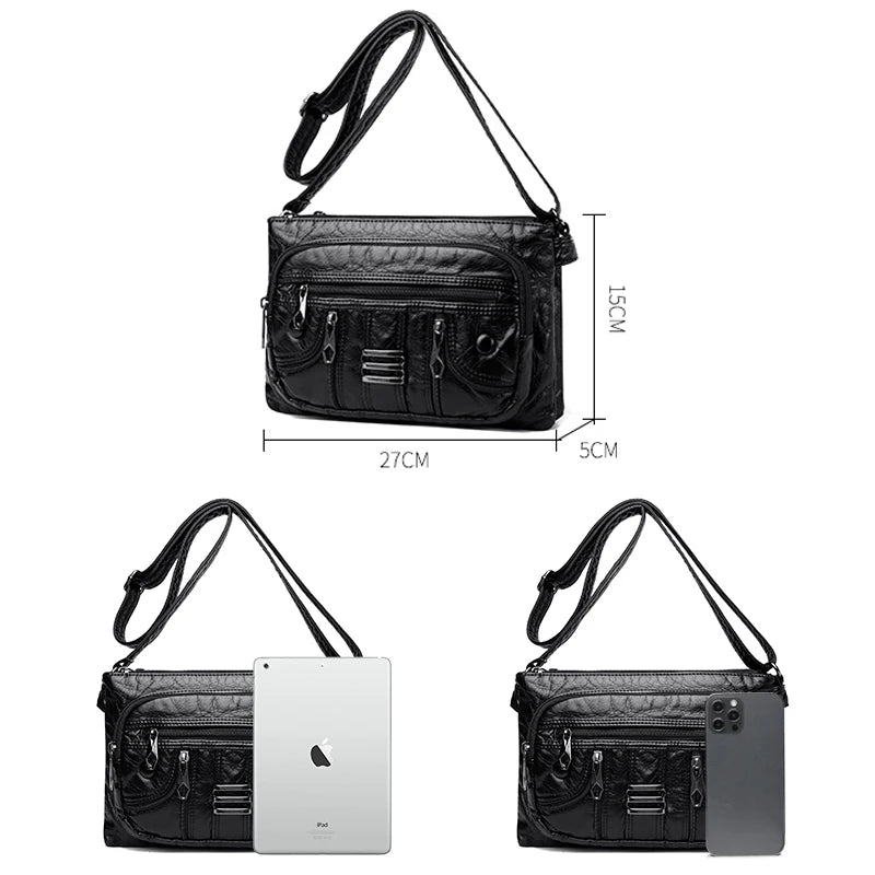 Soft Leather Shoulder Bag Large Capacity Crossbody Bag Wallet