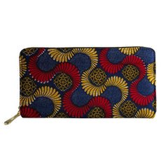 Boho Pattern PU Fabric Long Wallet Zipper Phone Bag Girls Clutch