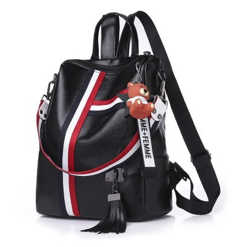 Women's Large PU Leather Backpack for Travel, Schoolbag, Shoulder Bag