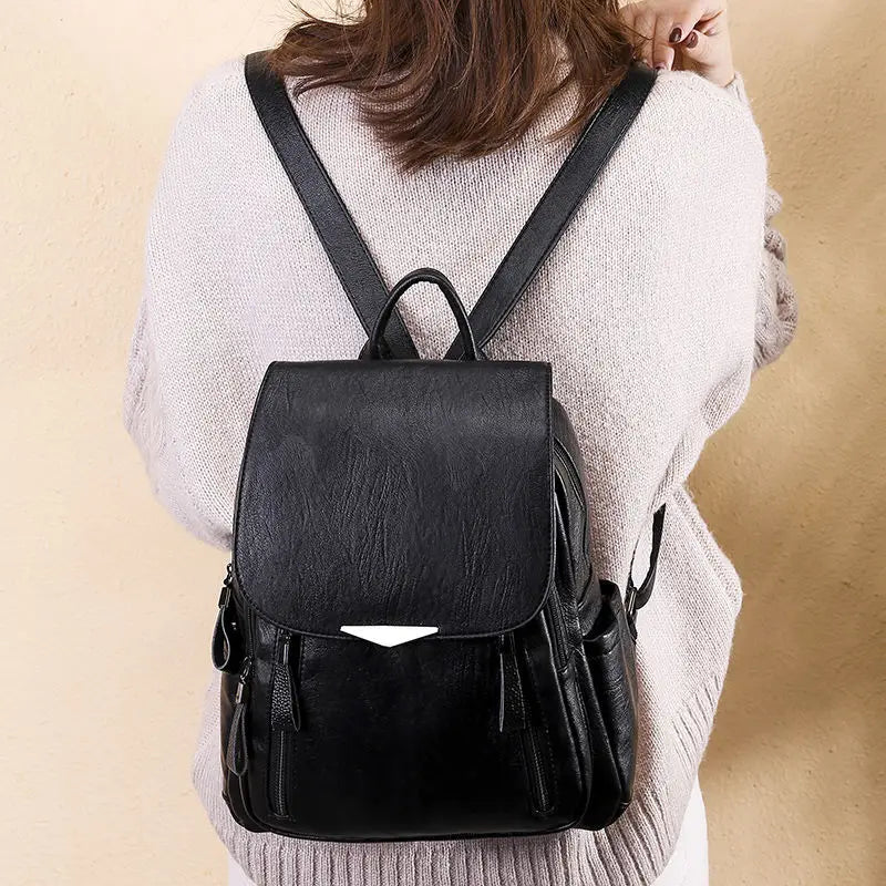 Women's Large PU Leather Backpack Travel Handbag Schoolbag