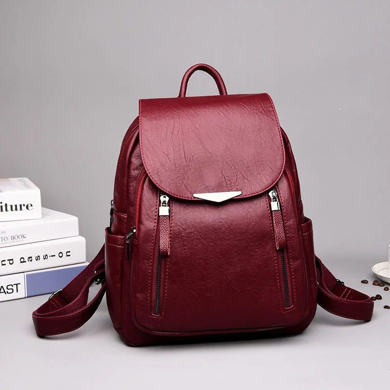 Women's Backpack Travel Large PU Leather Handbag Schoolbag For Girls