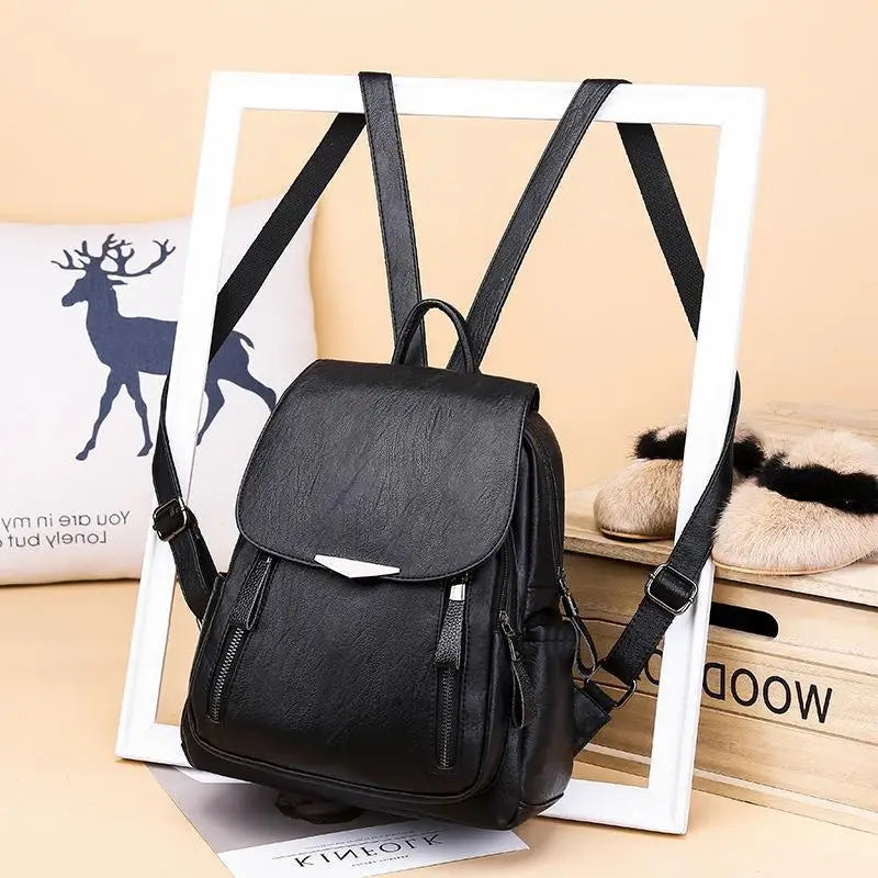 Women's Large PU Leather Backpack Travel Handbag Schoolbag