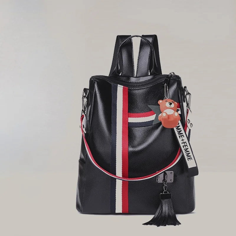 Women's Large PU Leather Backpack for Travel, Schoolbag, Shoulder Bag