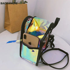 Women's European Style Laser Backpack Transparent Beach Bag