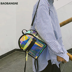 Women's European Style Laser Backpack Transparent Beach Bag