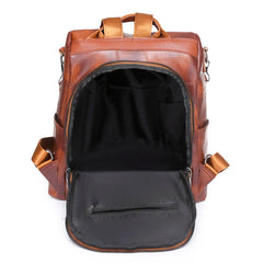 Vintage Leather Backpack School Bag Girls