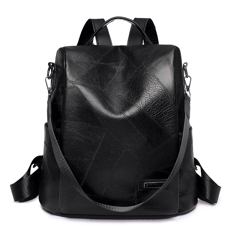 Vintage Leather Backpack School Bag Girls