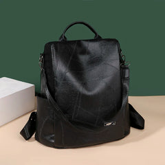 Vintage Leather Backpack School Bag Girls