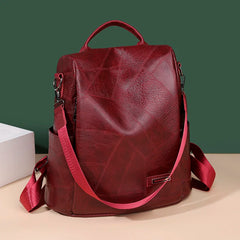 Vintage Leather Backpack School Bag Girls