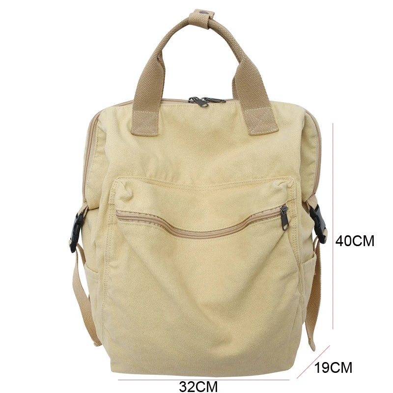 Canvas Women's Backpack for Teenage Girl Boy Schoolbag