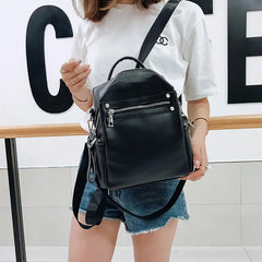Women's Leather Backpack Schoolbag Casual Shoulder Bag