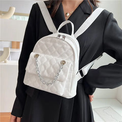 Women's Backpack Diamond Chain Casual Soft Leather Travel Backpack